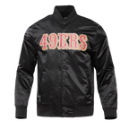 NFL SAN FRANCISCO 49ERS BLOUSON EN SATIN À GRAND LOGO POUR HOMME (NOIR)