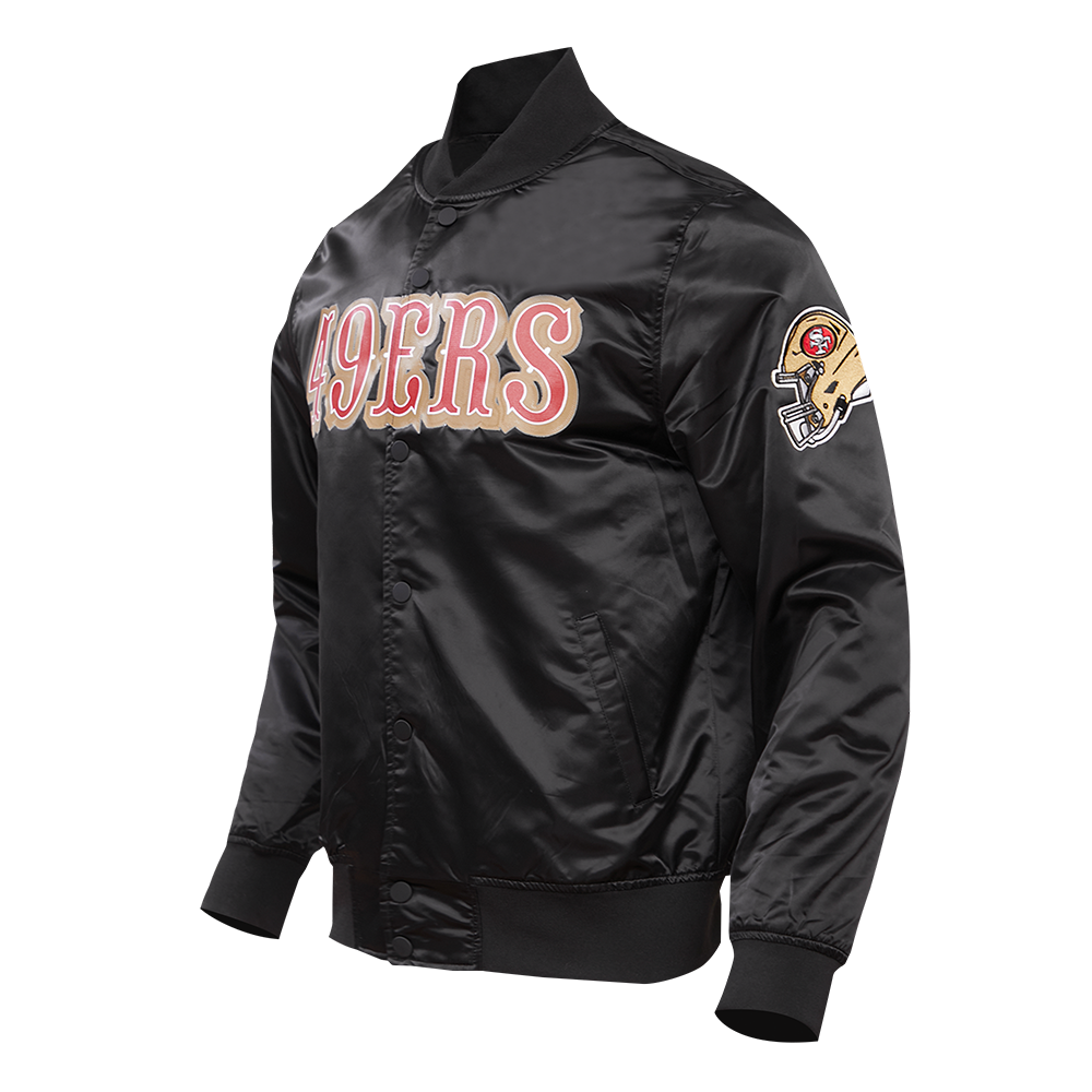 NFL SAN FRANCISCO 49ERS BLOUSON EN SATIN À GRAND LOGO POUR HOMME (NOIR)