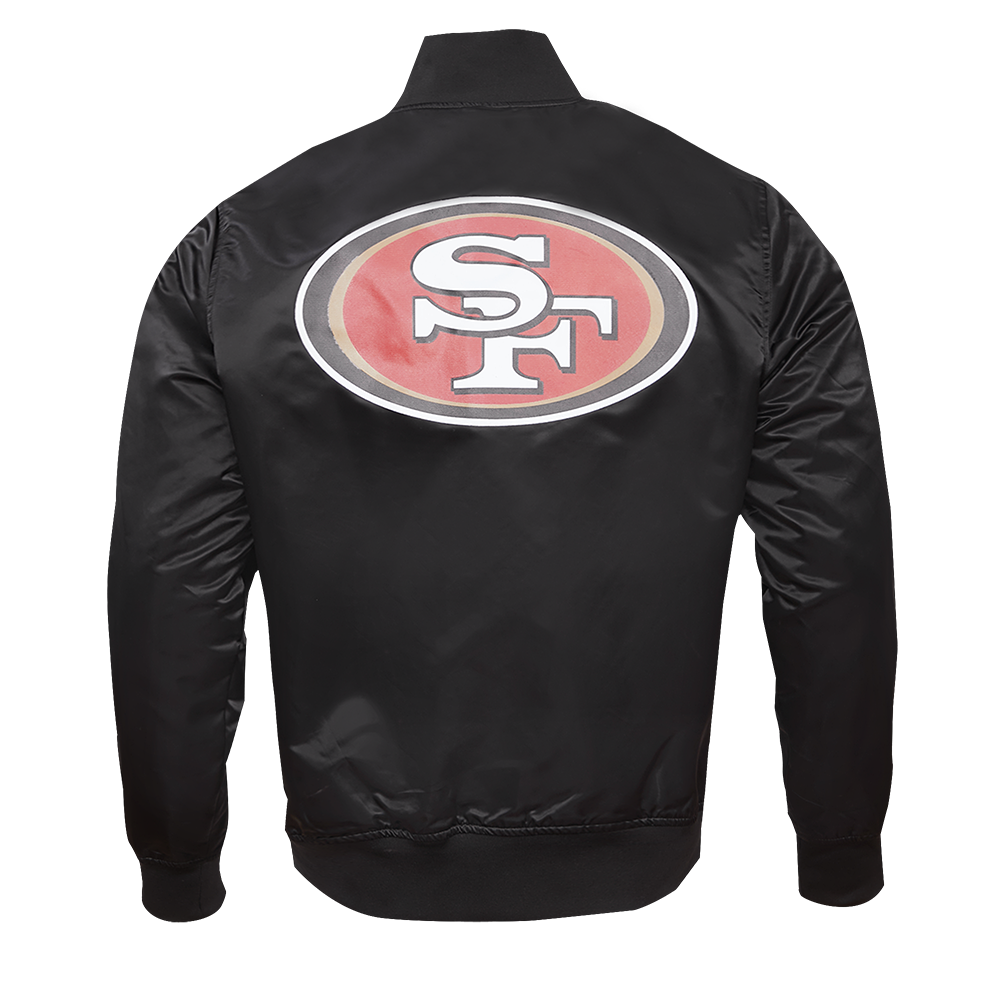 NFL SAN FRANCISCO 49ERS BLOUSON EN SATIN À GRAND LOGO POUR HOMME (NOIR)