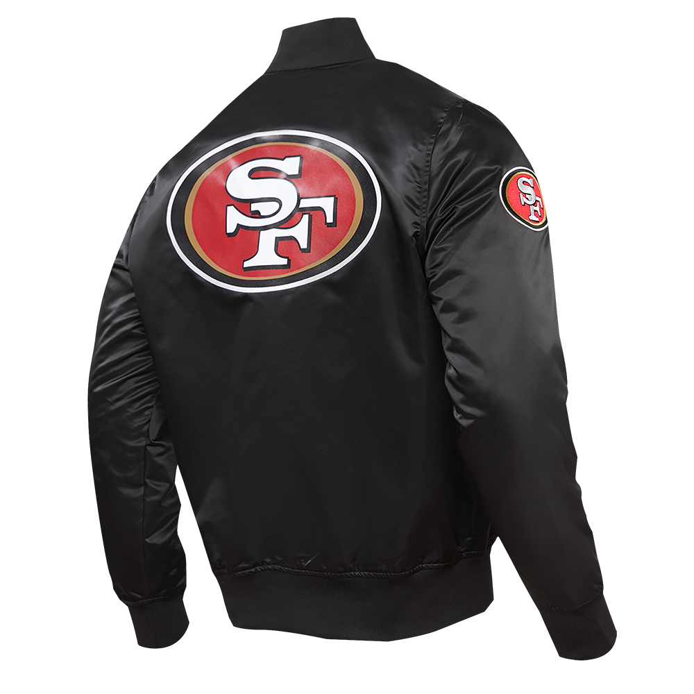 NFL SAN FRANCISCO 49ERS BLOUSON EN SATIN À GRAND LOGO POUR HOMME (NOIR)