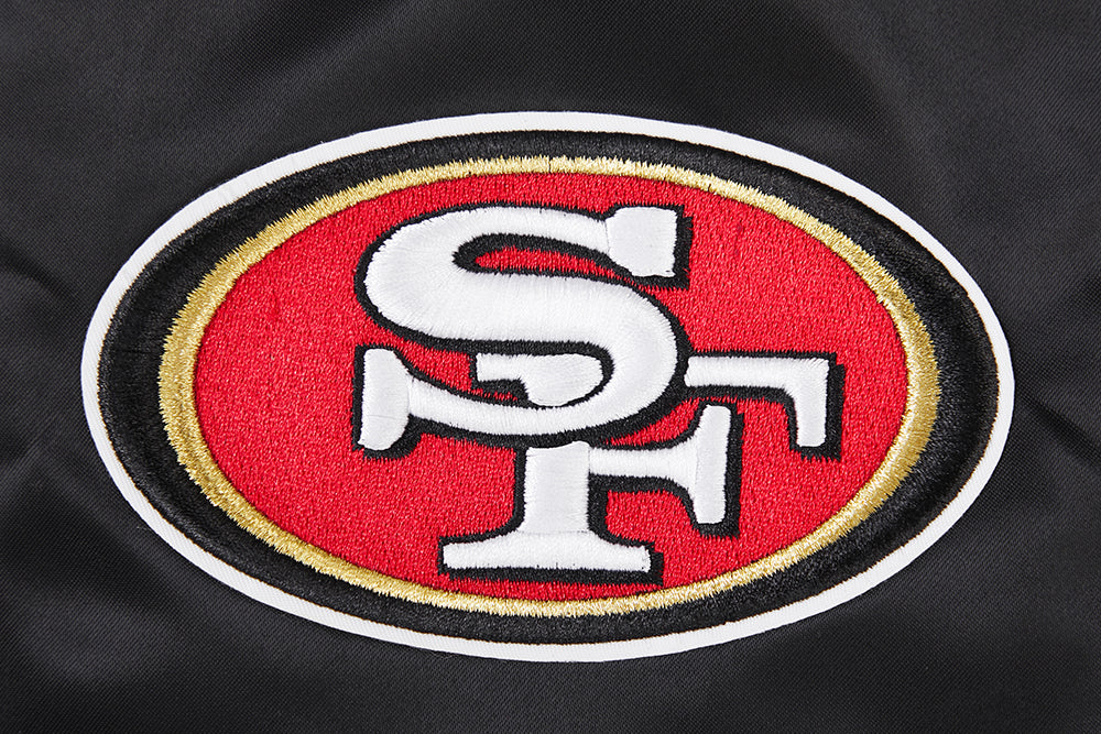 NFL SAN FRANCISCO 49ERS BLOUSON EN SATIN À GRAND LOGO POUR HOMME (NOIR)