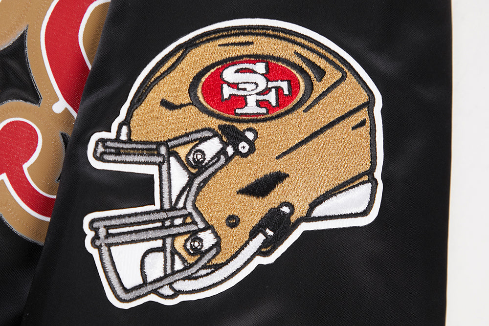 NFL SAN FRANCISCO 49ERS BLOUSON EN SATIN À GRAND LOGO POUR HOMME (NOIR)