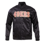 NFL SAN FRANCISCO 49ERS BLOUSON EN SATIN À GRAND LOGO POUR HOMME (NOIR)