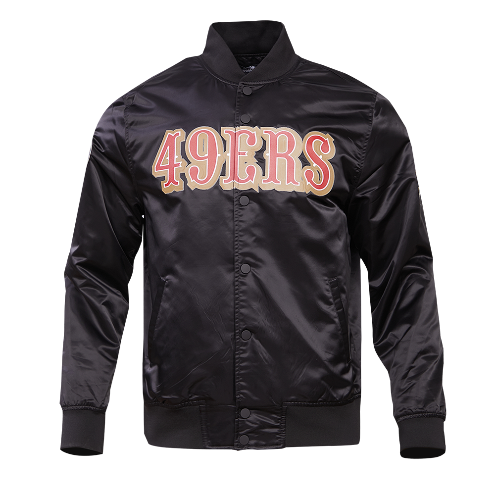 NFL SAN FRANCISCO 49ERS BLOUSON EN SATIN À GRAND LOGO POUR HOMME (NOIR)