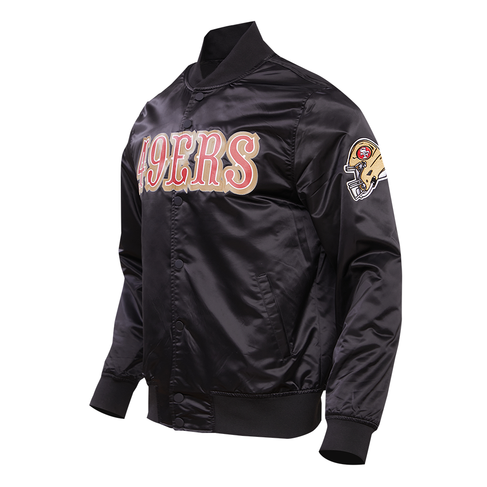 NFL SAN FRANCISCO 49ERS BLOUSON EN SATIN À GRAND LOGO POUR HOMME (NOIR)