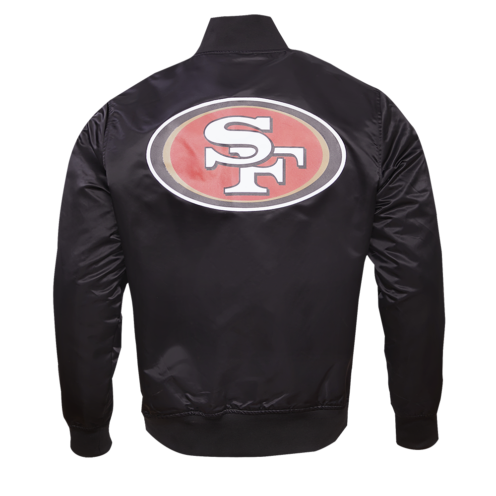 NFL SAN FRANCISCO 49ERS BLOUSON EN SATIN À GRAND LOGO POUR HOMME (NOIR)