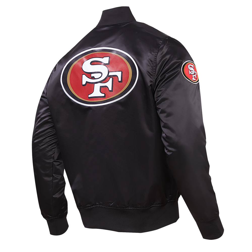 NFL SAN FRANCISCO 49ERS BLOUSON EN SATIN À GRAND LOGO POUR HOMME (NOIR)