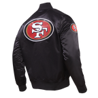 NFL SAN FRANCISCO 49ERS BLOUSON EN SATIN À GRAND LOGO POUR HOMME (NOIR)