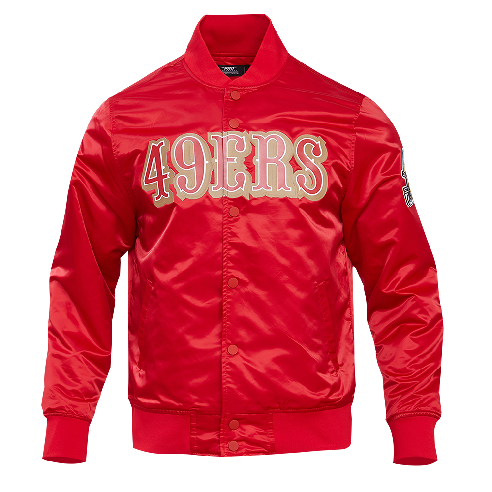 NFL SAN FRANCISCO 49ERS BIG LOGO MEN'S SATIN JACKET (RED)