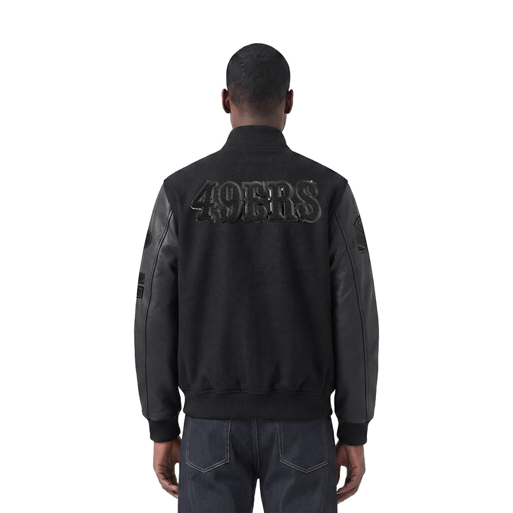 NFL SAN FRANCISCO 49ERS TRIPLE BLACK MEN'S WOOL VARSITY JACKET (TRIPLE BLACK MEN'S)