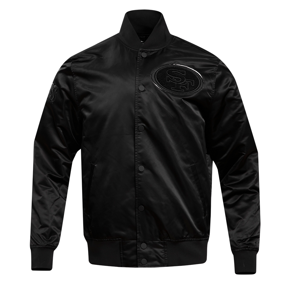 NFL SAN FRANCISCO 49ERS TRIPLE BLACK MEN'S SATIN JACKET (TRIPLE BLACK MEN'S)