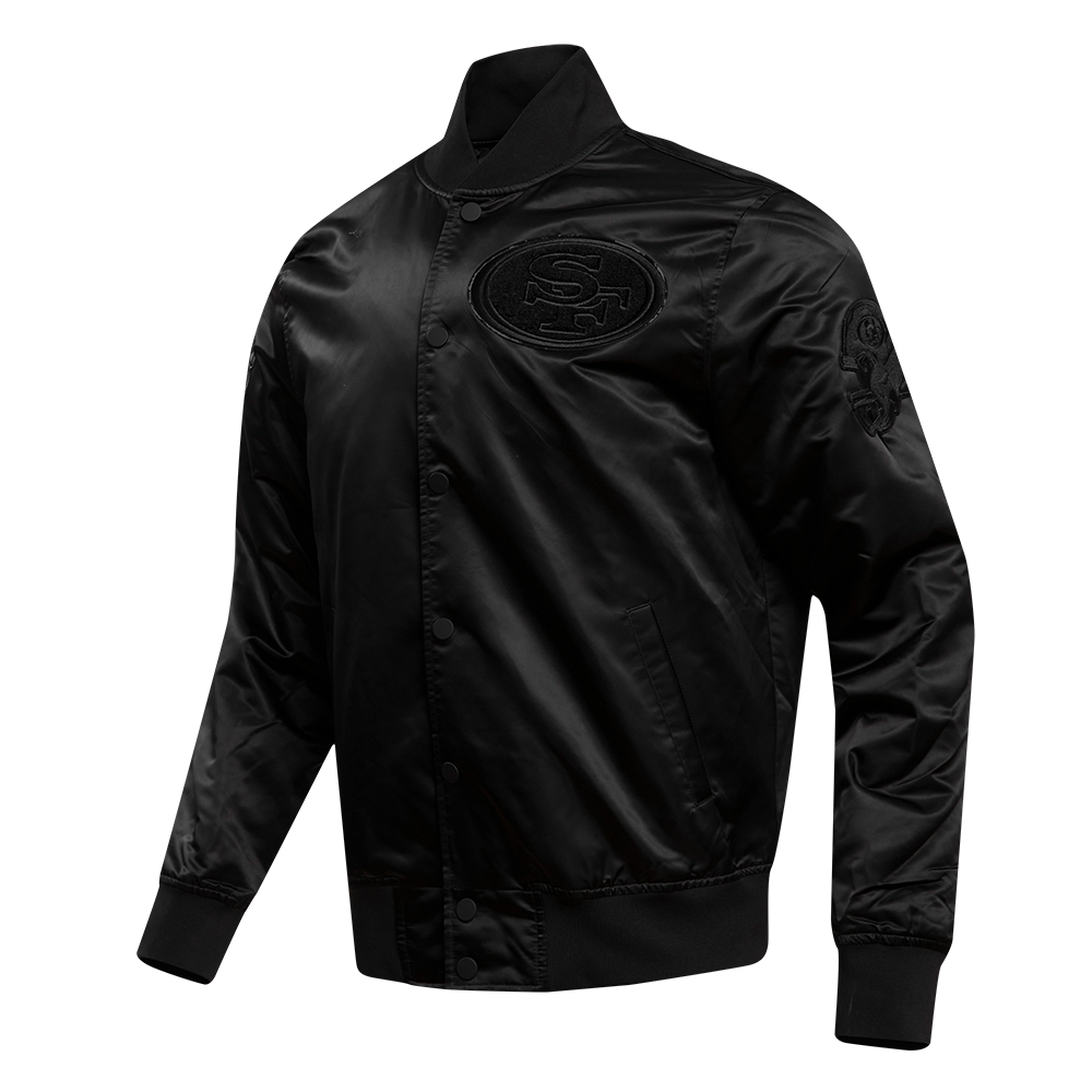 NFL SAN FRANCISCO 49ERS TRIPLE BLACK MEN'S SATIN JACKET (TRIPLE BLACK MEN'S)