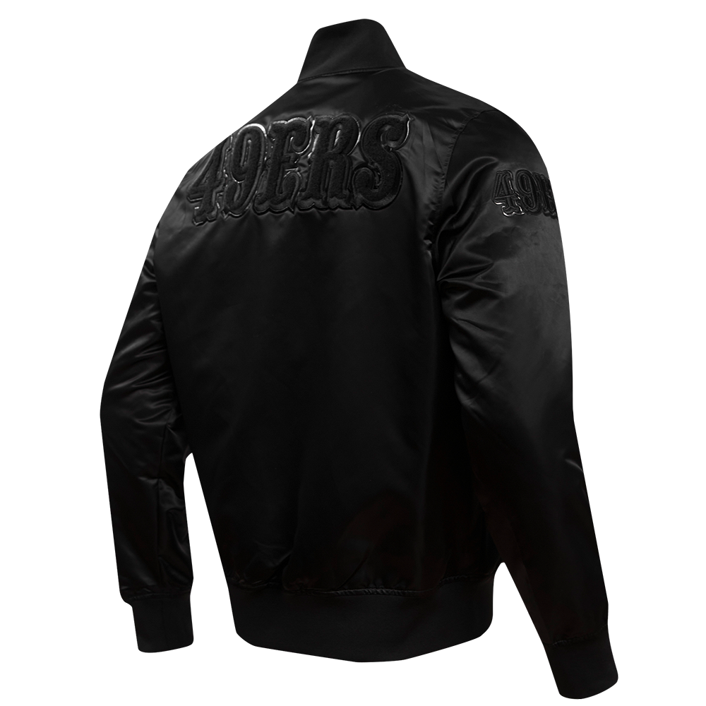 NFL SAN FRANCISCO 49ERS TRIPLE BLACK MEN'S SATIN JACKET (TRIPLE BLACK MEN'S)