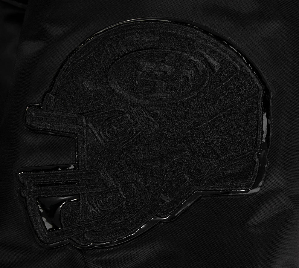 NFL SAN FRANCISCO 49ERS TRIPLE BLACK MEN'S SATIN JACKET (TRIPLE BLACK MEN'S)