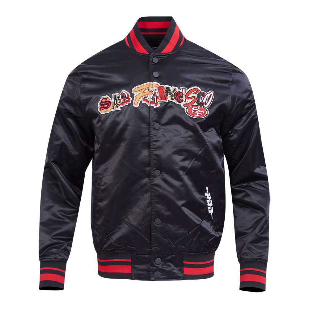 NFL SAN FRANCISCO 49ERS CITY RANSOM MEN'S RIB SATIN JACKET (BLACK/RED/BLACK)
