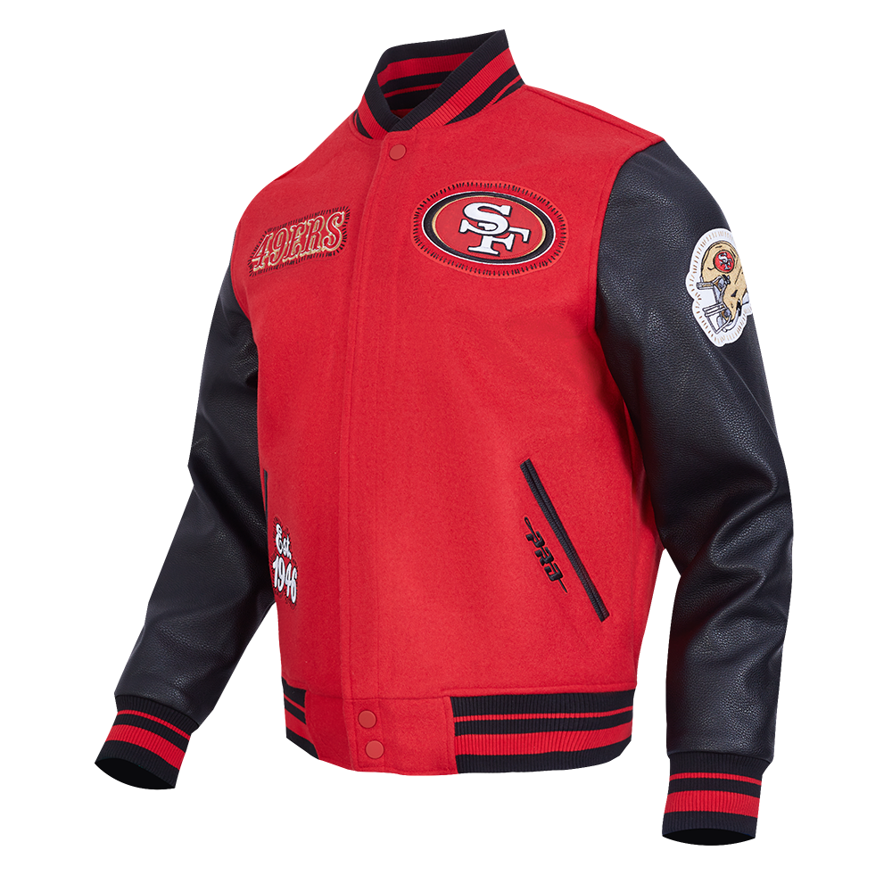 NFL SAN FRANCISCO 49ERS DIY PICK STITCH MEN'S VARSITY JACKET (RED/BLACK)