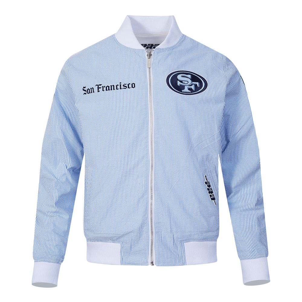 NFL SAN FRANCISCO 49ERS COUNTRY CLUB MEN'S SEERSUCKER JACKET (SEERSUCKER BLUE)