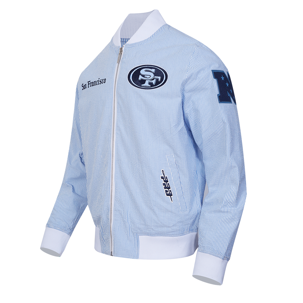 NFL SAN FRANCISCO 49ERS COUNTRY CLUB MEN'S SEERSUCKER JACKET (SEERSUCKER BLUE)