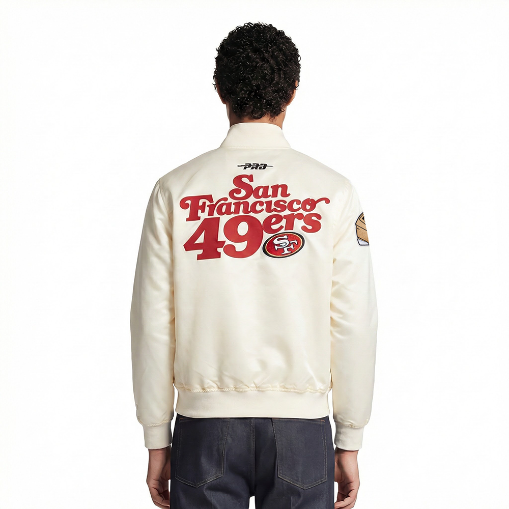 NFL SAN FRANCISCO 49ERS SOUVENIR MEN'S SATIN JACKET (EGGSHELL)