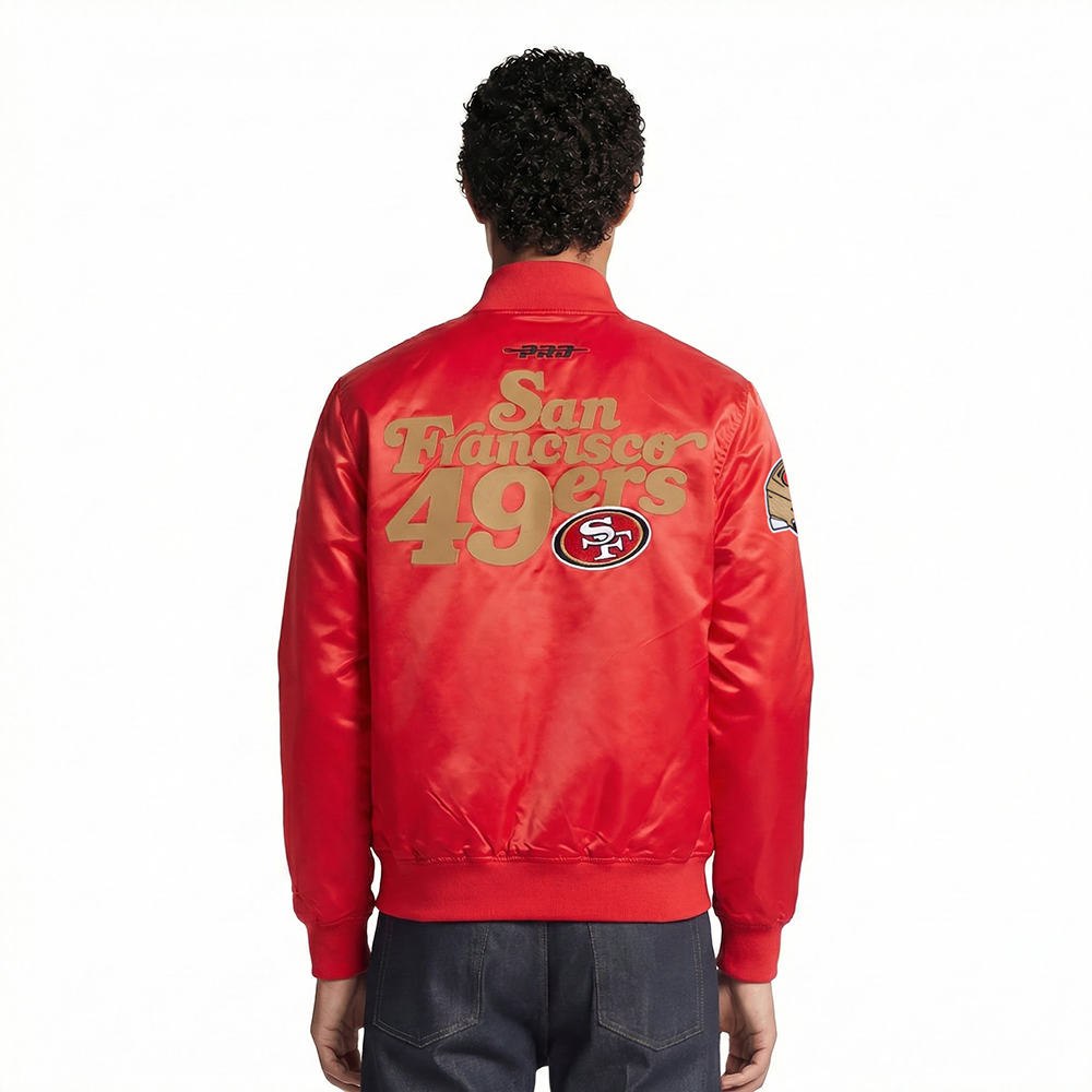 NFL SAN FRANCISCO 49ERS SOUVENIR BLOUSON EN SATIN POUR HOMME (ROUGE)