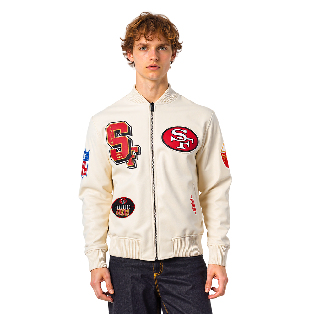 NFL SAN FRANCISCO 49ERS BEST OF BLOUSON COLLÉGIAL EN CUIR POUR HOMME (COQUILLE D'ŒUF)