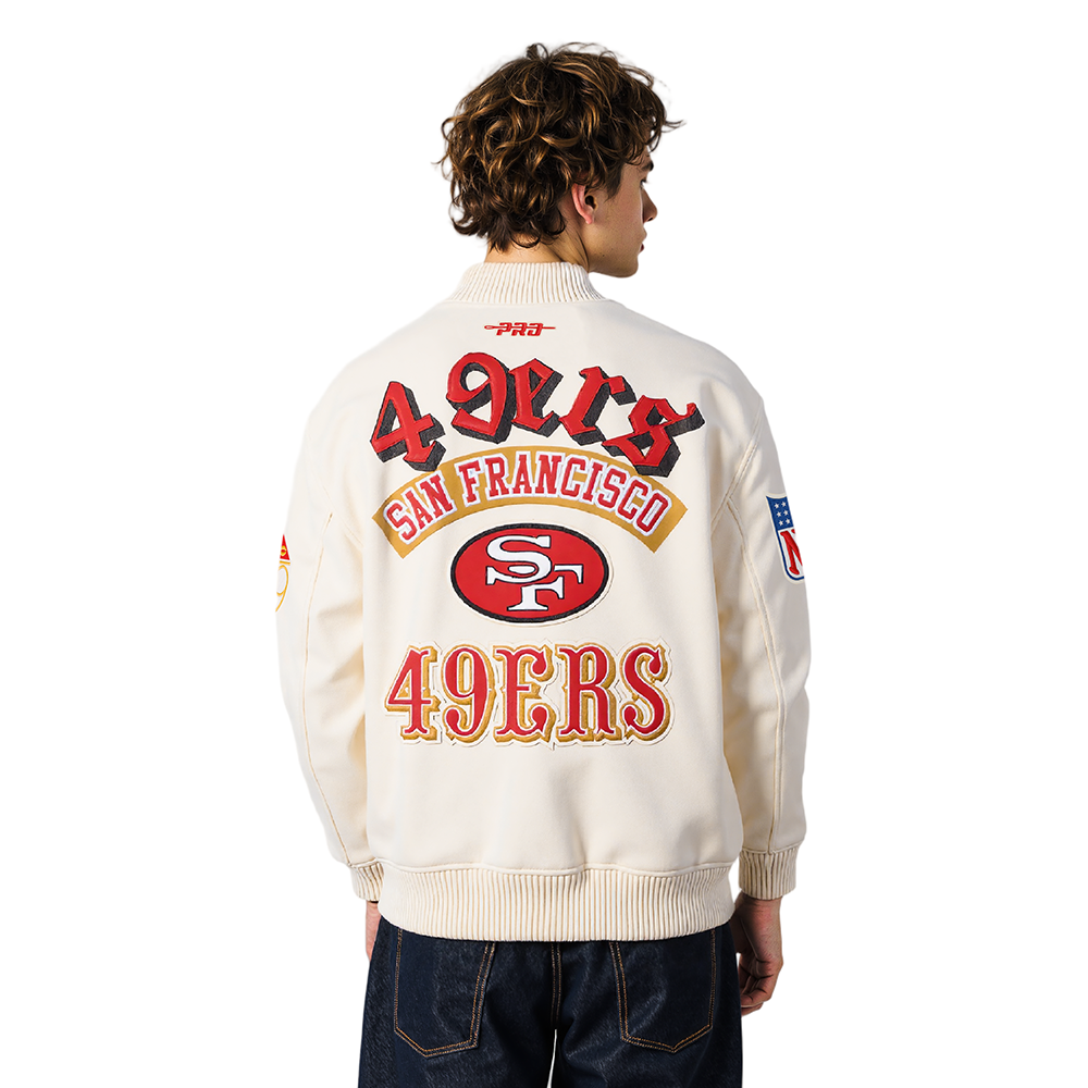 NFL SAN FRANCISCO 49ERS BEST OF BLOUSON COLLÉGIAL EN CUIR POUR HOMME (COQUILLE D'ŒUF)