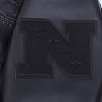 NFL SAN FRANCISCO 49ERS BLACKOUT MEN'S LEATHER VARSITY JACKET (JET BLACK)