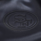 NFL SAN FRANCISCO 49ERS BLACKOUT MEN'S LEATHER VARSITY JACKET (JET BLACK)