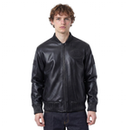 NFL SAN FRANCISCO 49ERS BLACKOUT MEN'S LEATHER VARSITY JACKET (JET BLACK)