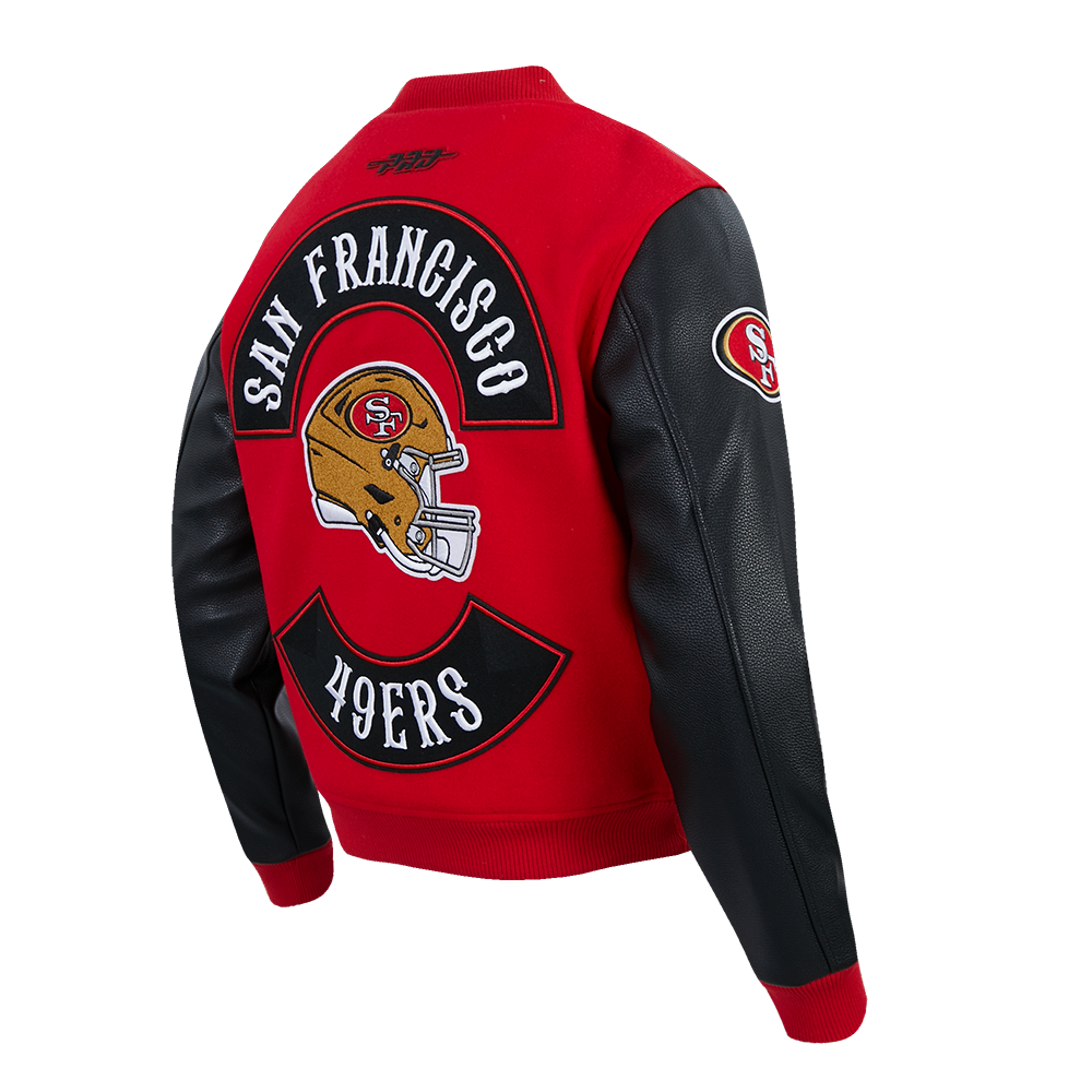NFL SAN FRANCISCO 49ERS BORN FOR SPORT BLOUSON COLLÉGIAL EN LAINE POUR HOMME (ROUGE/NOIR)