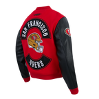 NFL SAN FRANCISCO 49ERS BORN FOR SPORT BLOUSON COLLÉGIAL EN LAINE POUR HOMME (ROUGE/NOIR)