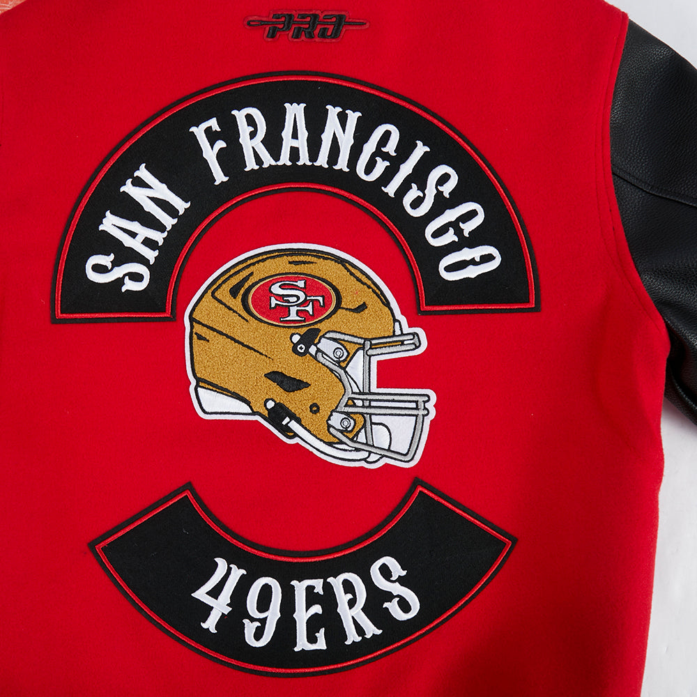 NFL SAN FRANCISCO 49ERS BORN FOR SPORT BLOUSON COLLÉGIAL EN LAINE POUR HOMME (ROUGE/NOIR)