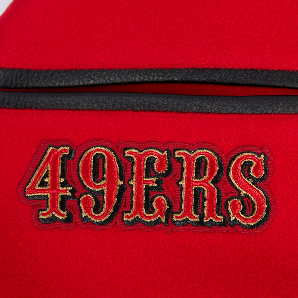 NFL SAN FRANCISCO 49ERS BORN FOR SPORT BLOUSON COLLÉGIAL EN LAINE POUR HOMME (ROUGE/NOIR)