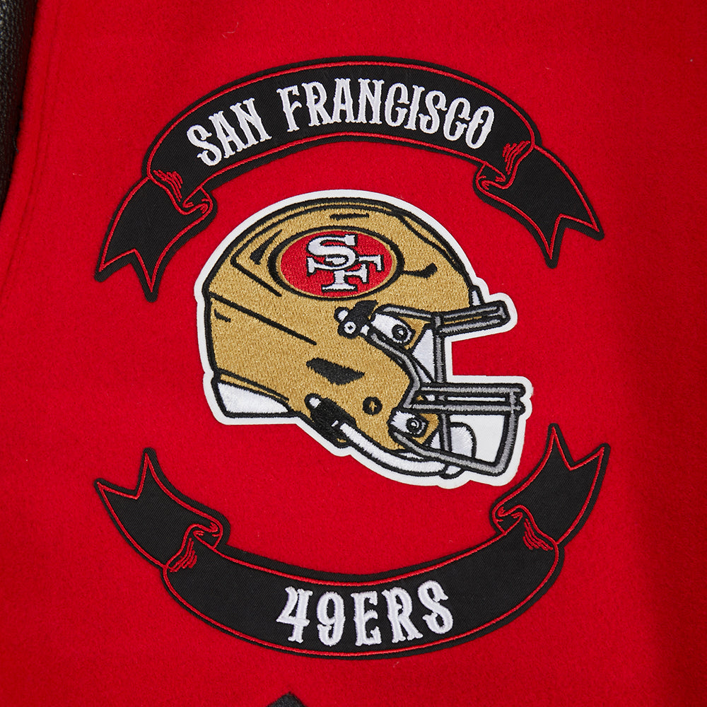 NFL SAN FRANCISCO 49ERS BORN FOR SPORT BLOUSON COLLÉGIAL EN LAINE POUR HOMME (ROUGE/NOIR)