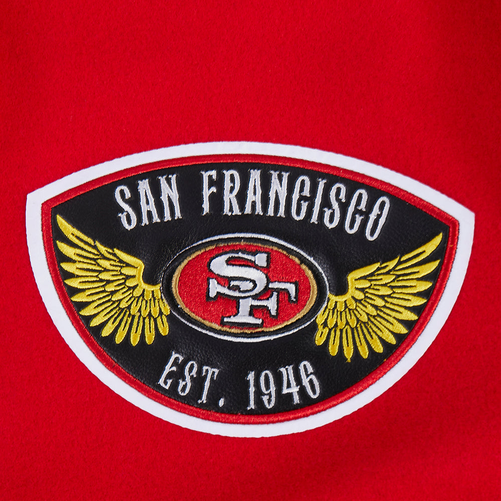 NFL SAN FRANCISCO 49ERS BORN FOR SPORT BLOUSON COLLÉGIAL EN LAINE POUR HOMME (ROUGE/NOIR)