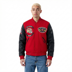 NFL SAN FRANCISCO 49ERS BORN FOR SPORT BLOUSON COLLÉGIAL EN LAINE POUR HOMME (ROUGE/NOIR)