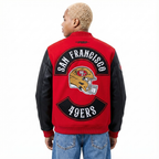 NFL SAN FRANCISCO 49ERS BORN FOR SPORT BLOUSON COLLÉGIAL EN LAINE POUR HOMME (ROUGE/NOIR)