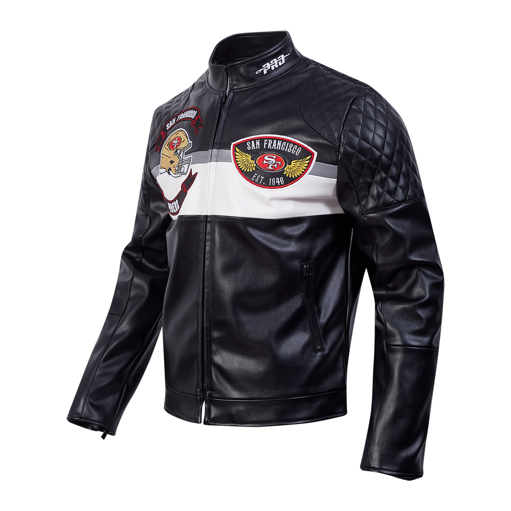NFL SAN FRANCISCO 49ERS BORN FOR SPORT BLOUSON MOTO POUR HOMME (NOIR/BLANC)
