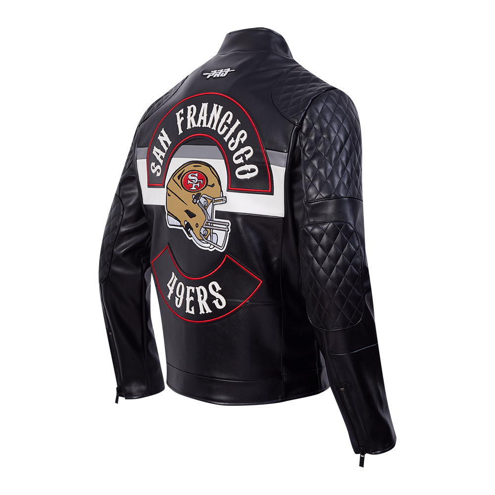 NFL SAN FRANCISCO 49ERS BORN FOR SPORT BLOUSON MOTO POUR HOMME (NOIR/BLANC)