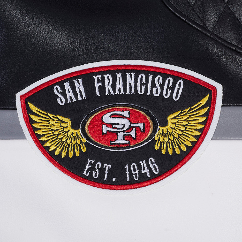 NFL SAN FRANCISCO 49ERS BORN FOR SPORT BLOUSON MOTO POUR HOMME (NOIR/BLANC)