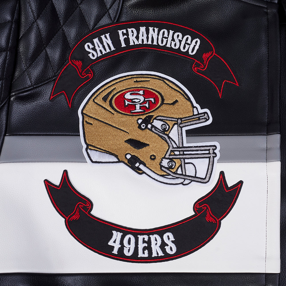 NFL SAN FRANCISCO 49ERS BORN FOR SPORT BLOUSON MOTO POUR HOMME (NOIR/BLANC)