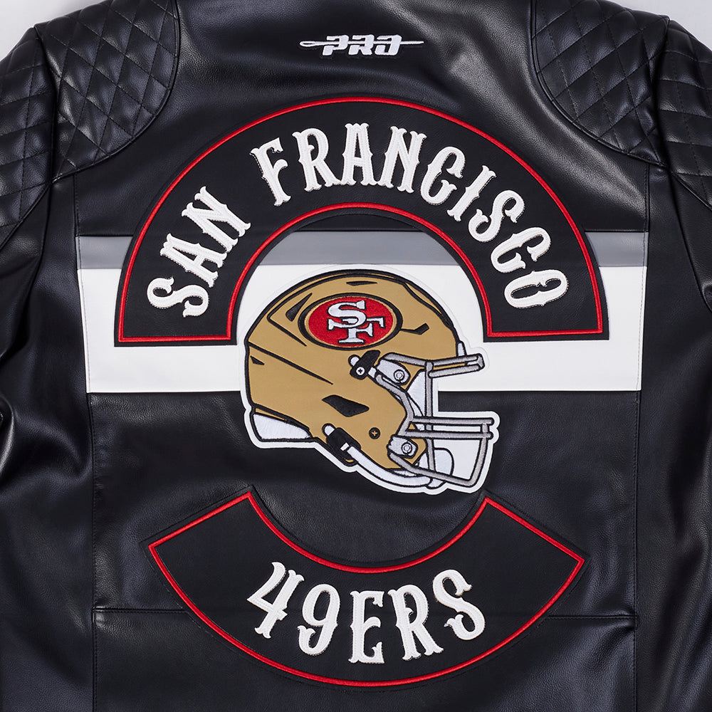 NFL SAN FRANCISCO 49ERS BORN FOR SPORT BLOUSON MOTO POUR HOMME (NOIR/BLANC)