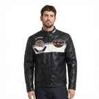 NFL SAN FRANCISCO 49ERS BORN FOR SPORT BLOUSON MOTO POUR HOMME (NOIR/BLANC)