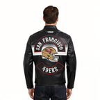 NFL SAN FRANCISCO 49ERS BORN FOR SPORT BLOUSON MOTO POUR HOMME (NOIR/BLANC)