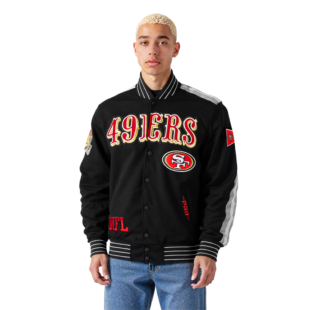 NFL SAN FRANCISCO 49ERS PRO GAME DAY MEN'S DBL KNIT JACKET (BLACK/SILVER/WHITE)