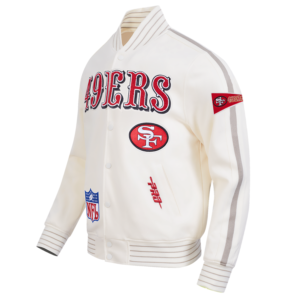 NFL SAN FRANCISCO 49ERS BLOUSON RÉTRO PRO GAME DAY (COQUILLE D'ŒUF/TAUPE/COQUILLE D'ŒUF)