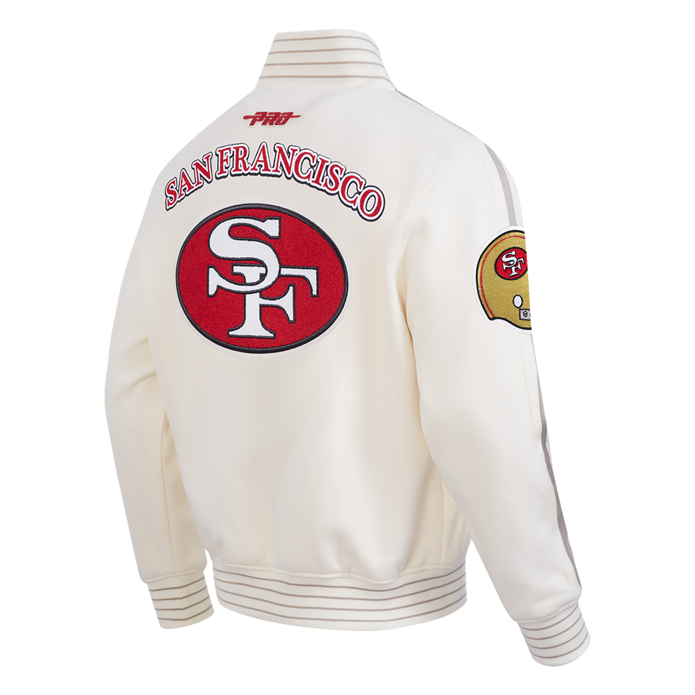NFL SAN FRANCISCO 49ERS BLOUSON RÉTRO PRO GAME DAY (COQUILLE D'ŒUF/TAUPE/COQUILLE D'ŒUF)