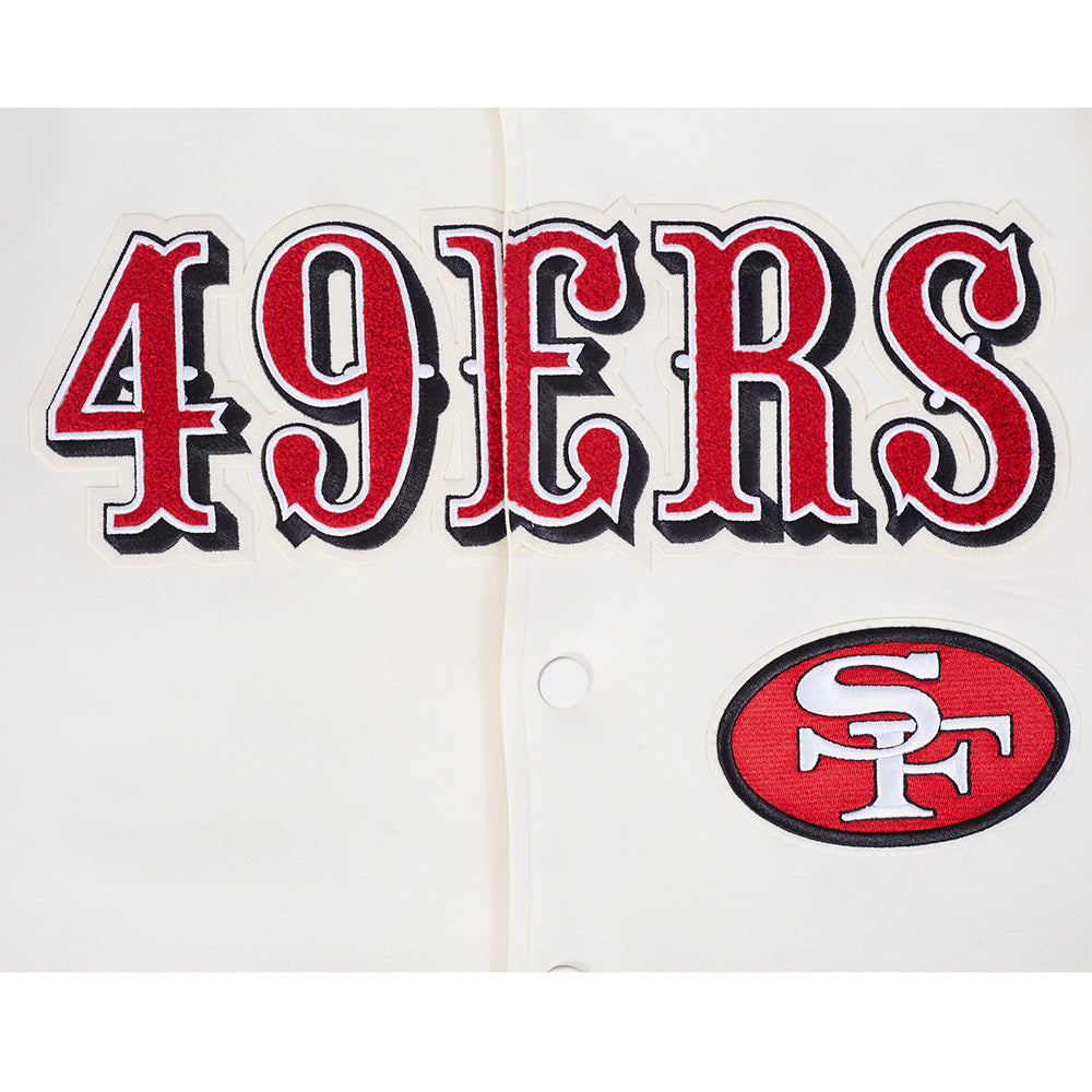 NFL SAN FRANCISCO 49ERS BLOUSON RÉTRO PRO GAME DAY (COQUILLE D'ŒUF/TAUPE/COQUILLE D'ŒUF)