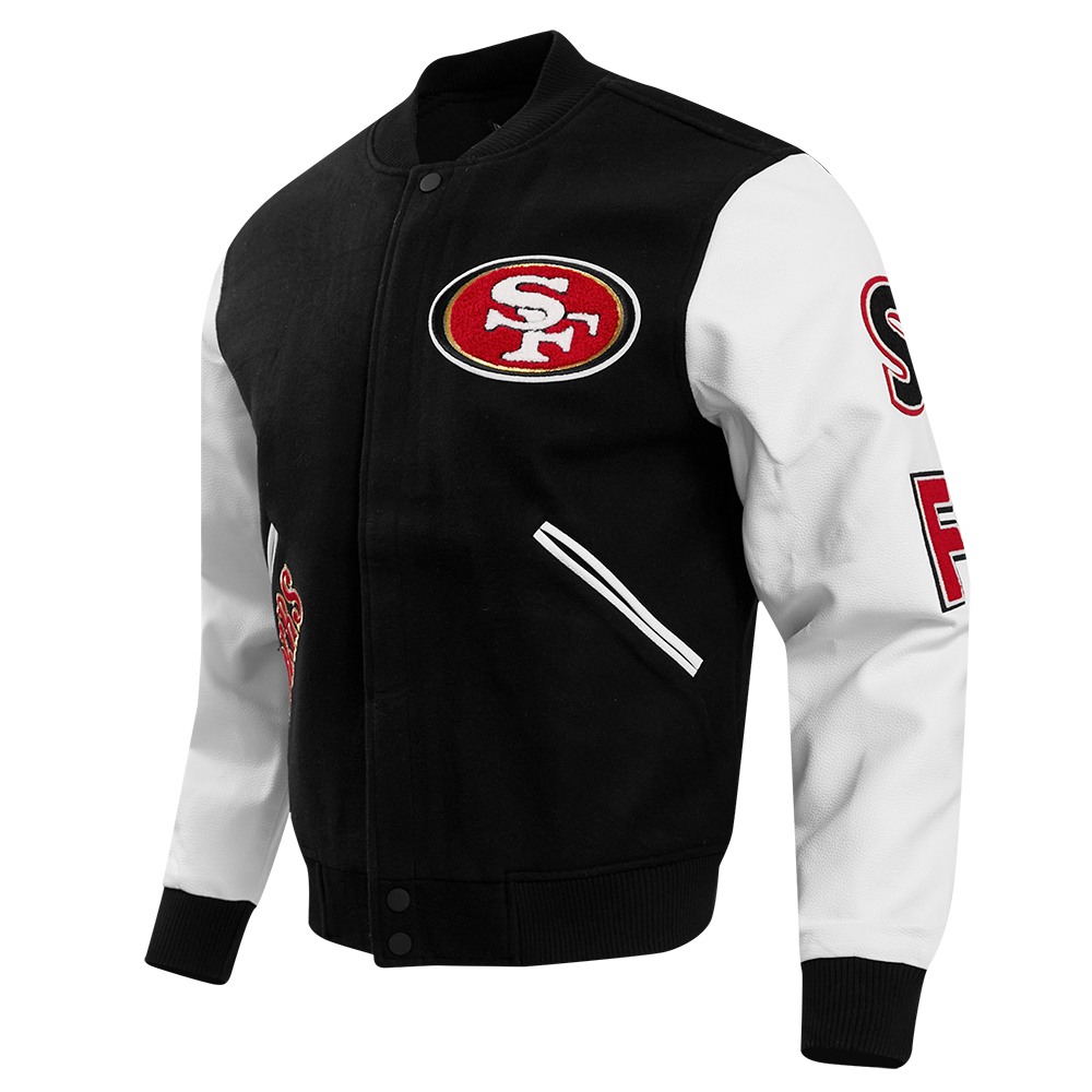 NFL SAN FRANCISCO 49ERS CLASSIC WOOL MEN'S VARSITY JACKET (BLACK/WHITE)