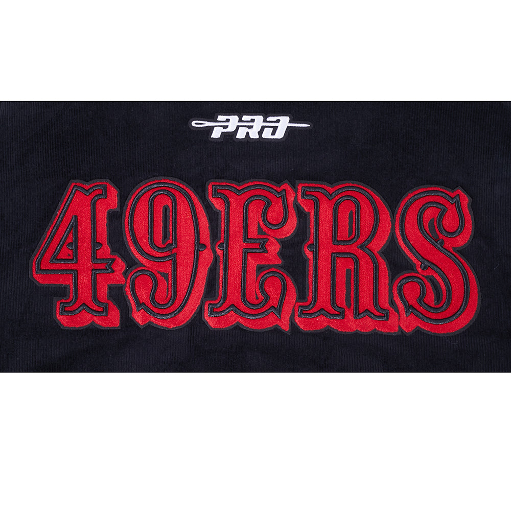 NFL SAN FRANCISCO 49ERS CLASSIC CORDUROY MANTEAU POUR HOMME (NOIR)